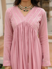 Gulaabi anarkali kurta set