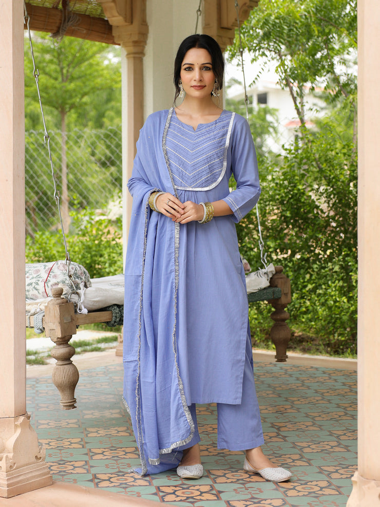 Neel gulmohar cotton kurta set
