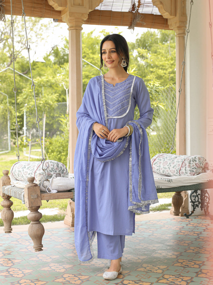 Neel gulmohar cotton kurta set