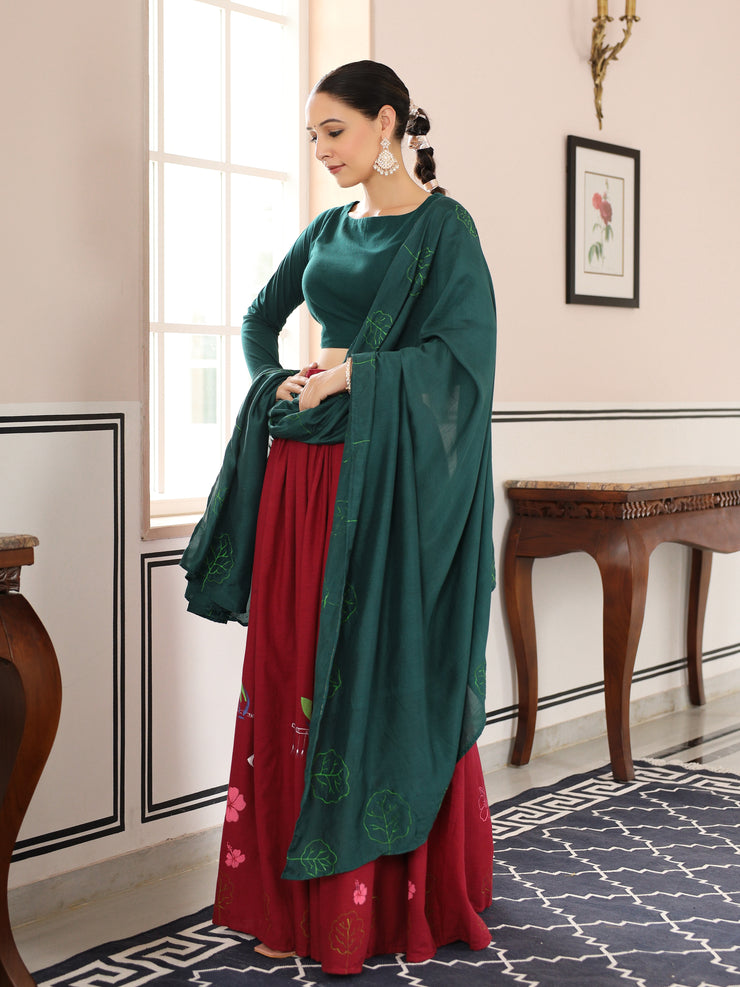 Mala handpainted lehenga set