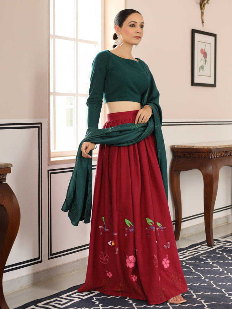 Mala handpainted lehenga set