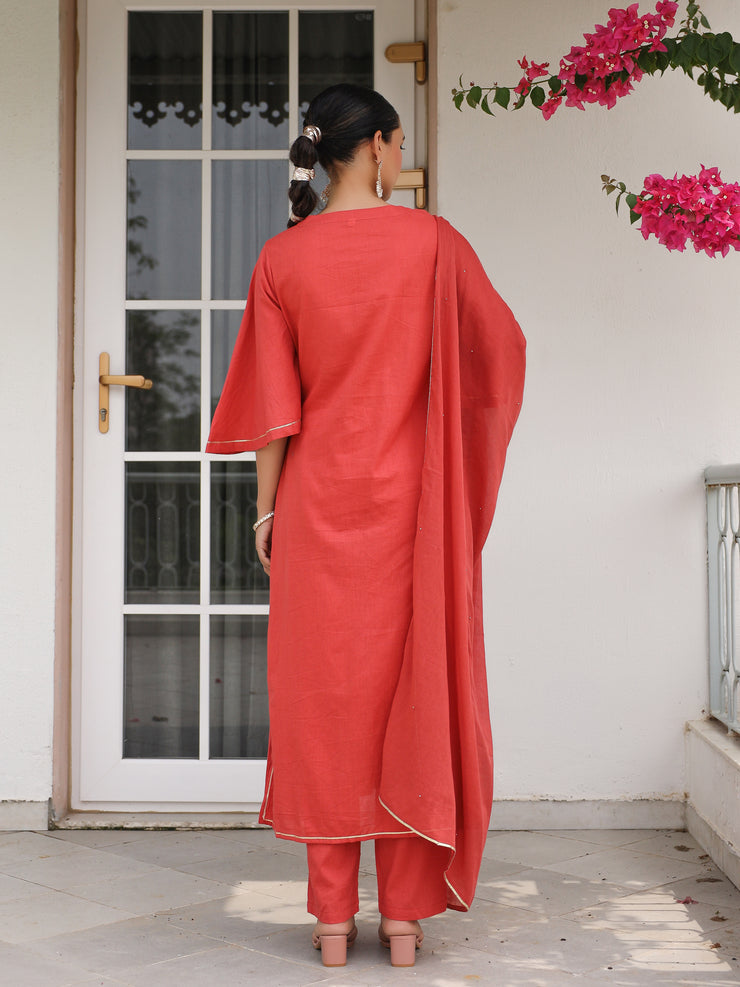 Ret Laal mulmul kurta set