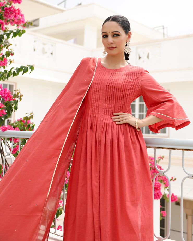 Ret Laal mulmul kurta set