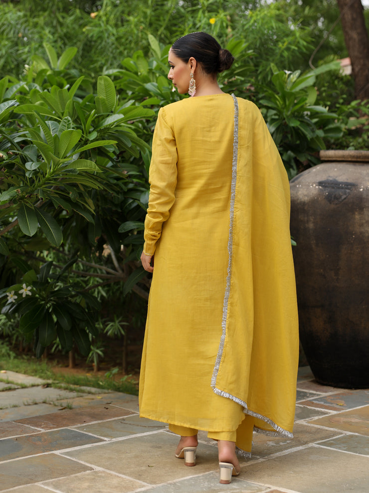 Basanti anarkali kurta set