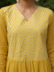 Basanti anarkali kurta set