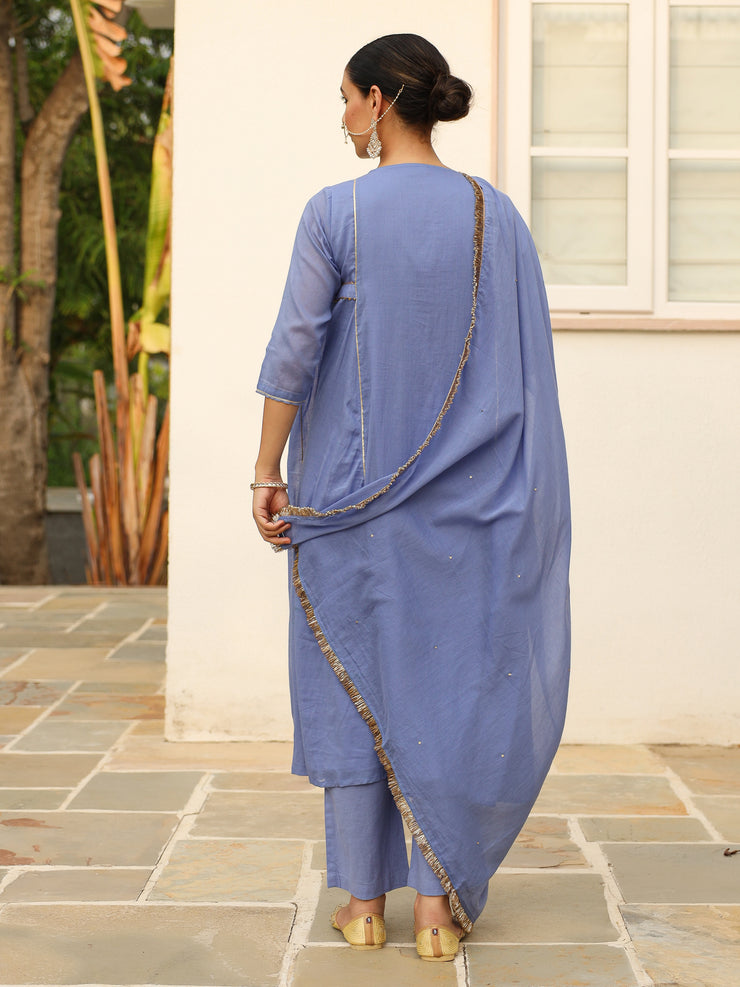Neela Palash anarkali set.