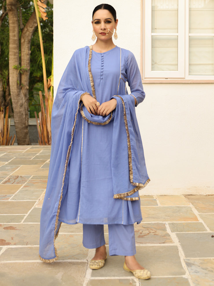 Neela Palash anarkali set.