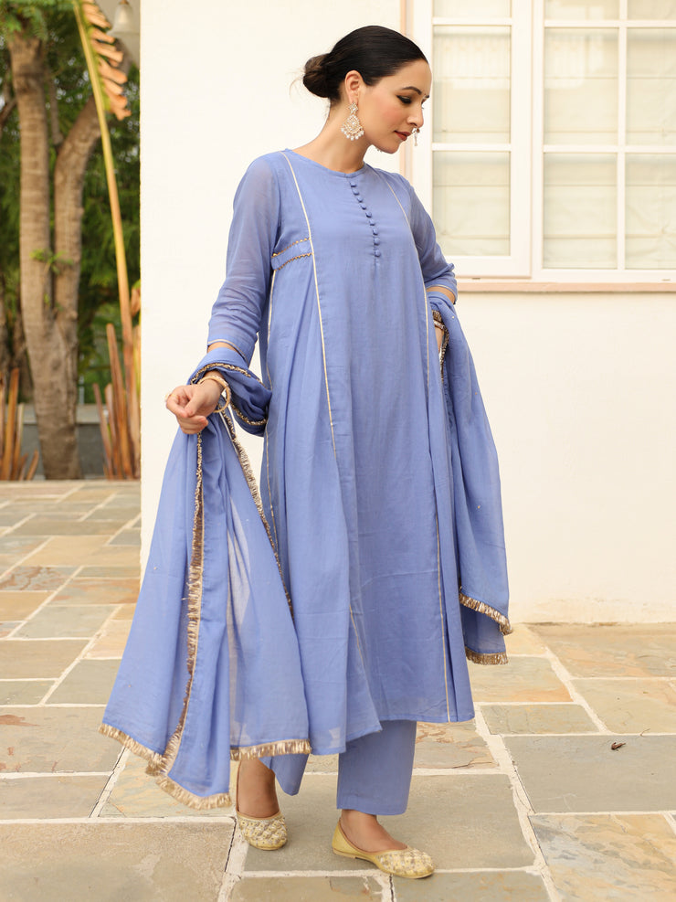 Neela Palash anarkali set.