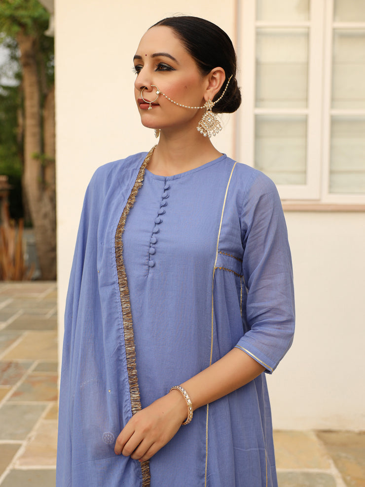 Neela Palash anarkali set.