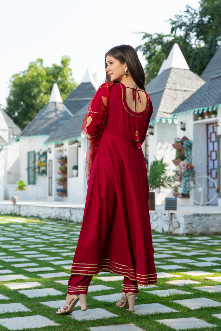 Maroon Kurta Dupatta Set
