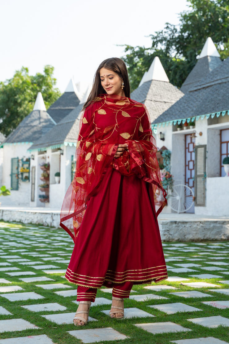 Maroon Kurta Dupatta Set