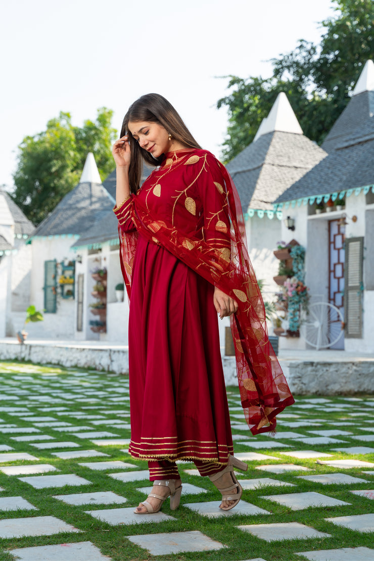 Maroon Kurta Dupatta Set