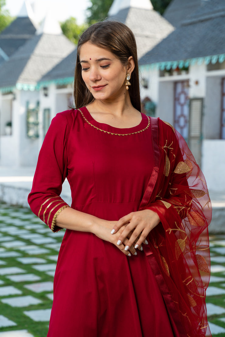 Maroon Kurta Dupatta Set