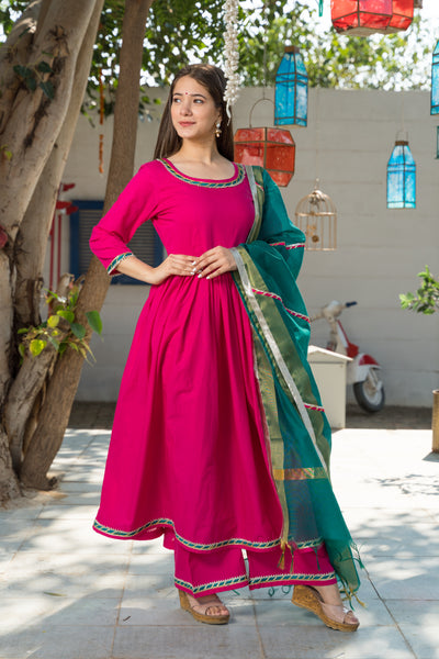 Hot Pink Kurta Dupatta Set