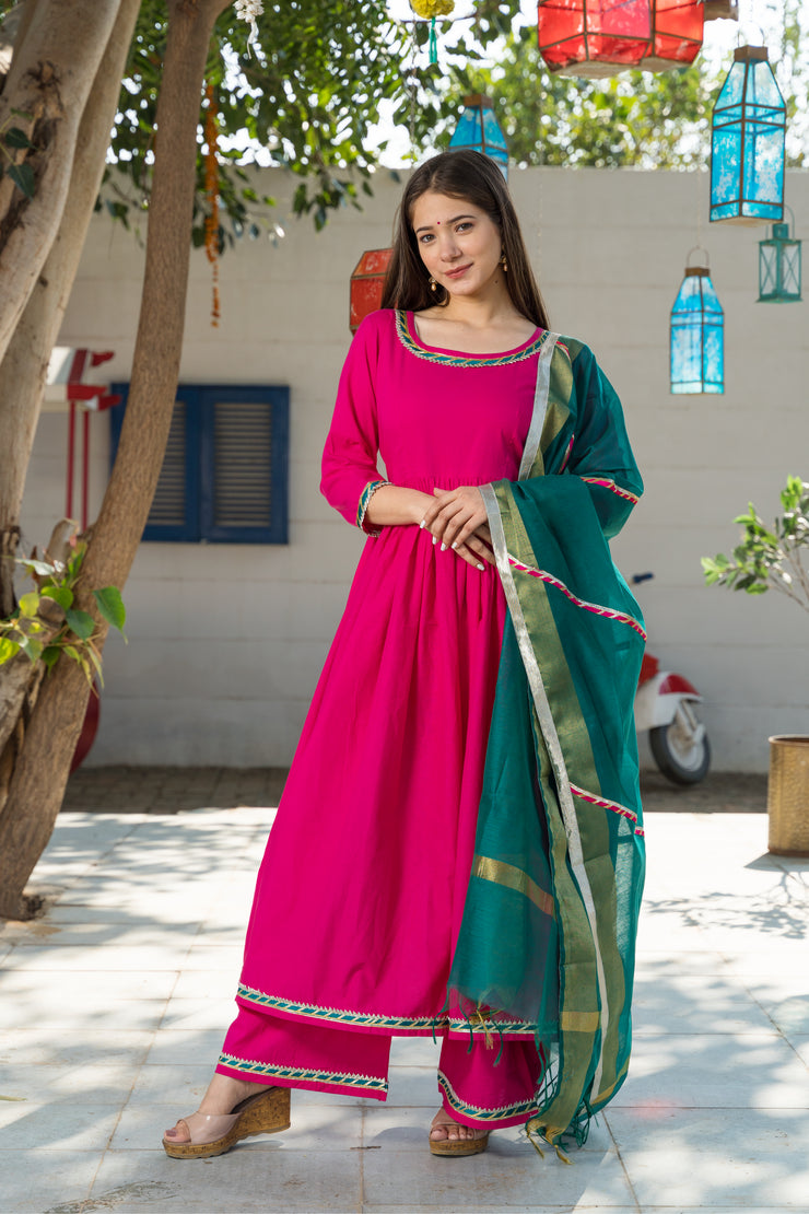 Hot Pink Kurta Dupatta Set