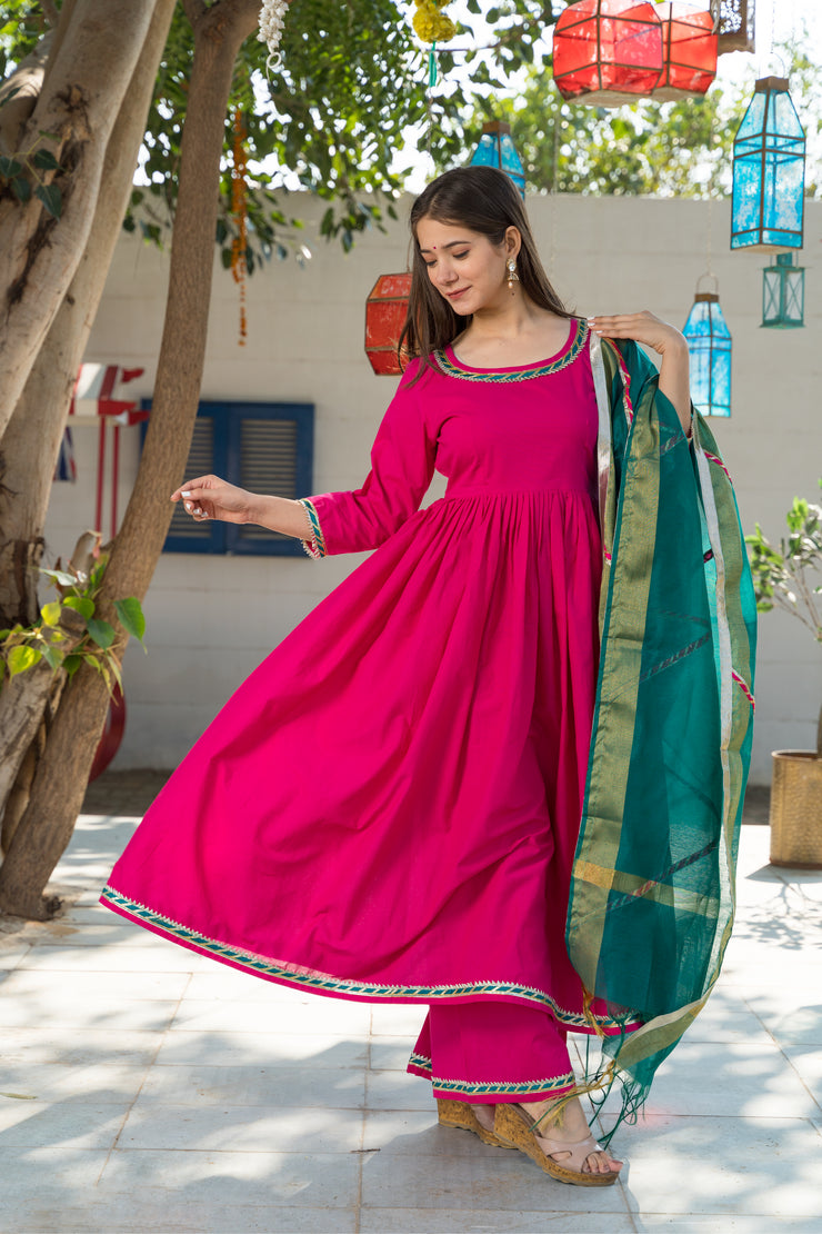 Hot Pink Kurta Dupatta Set