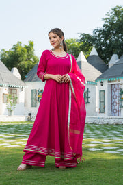 Rani Gota Kurta set with Doria Dupatta