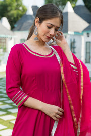 Rani Gota Kurta set with Doria Dupatta
