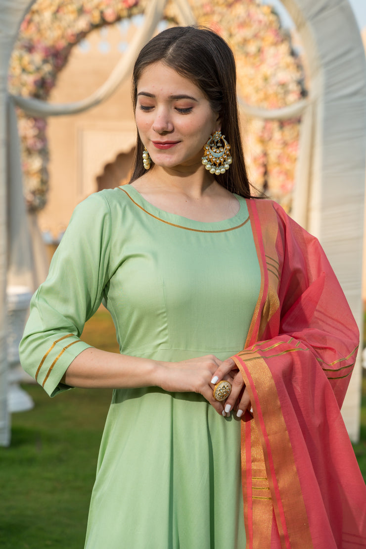 Pista Green Kurta Dupatta Set
