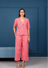 Women's Peach Shirt With Culotte Pants  - Pheeta