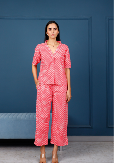 Women's Peach Shirt With Culotte Pants  - Pheeta