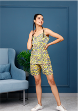 Women's Yellow Cami Top And Shorts Set - Pheeta