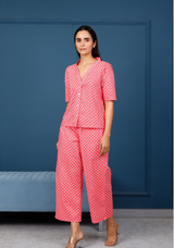 Women's Peach Shirt With Culotte Pants  - Pheeta