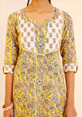 Women's Pure Cotton Hand Printed Straight Kurta With Pant - Pheeta