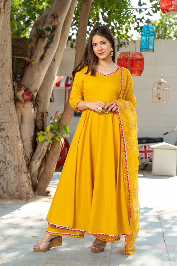 Sunsine Yellow Lurta Dupatta Set