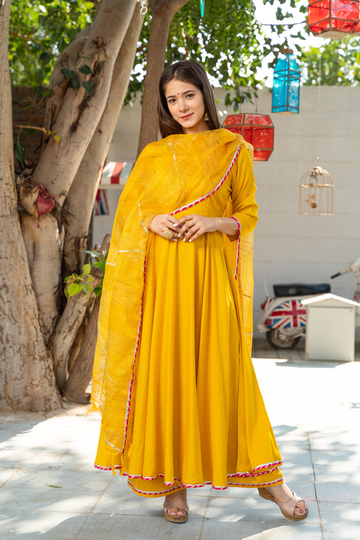 Sunsine Yellow Lurta Dupatta Set