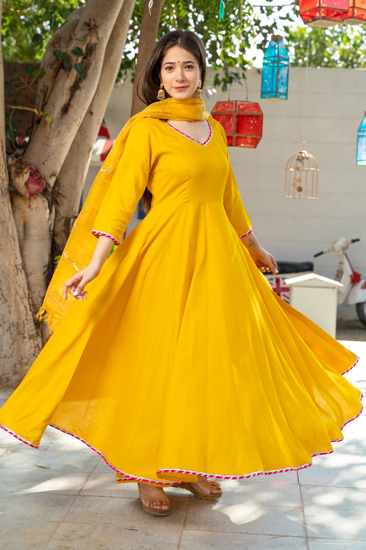 Sunsine Yellow Lurta Dupatta Set