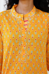 Yellow Color Motif Print Straight Salwar Suit Set