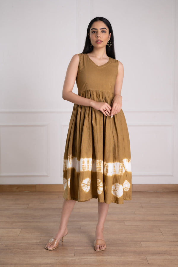 Women's Brown Tie-Dye Dress-Pheeta