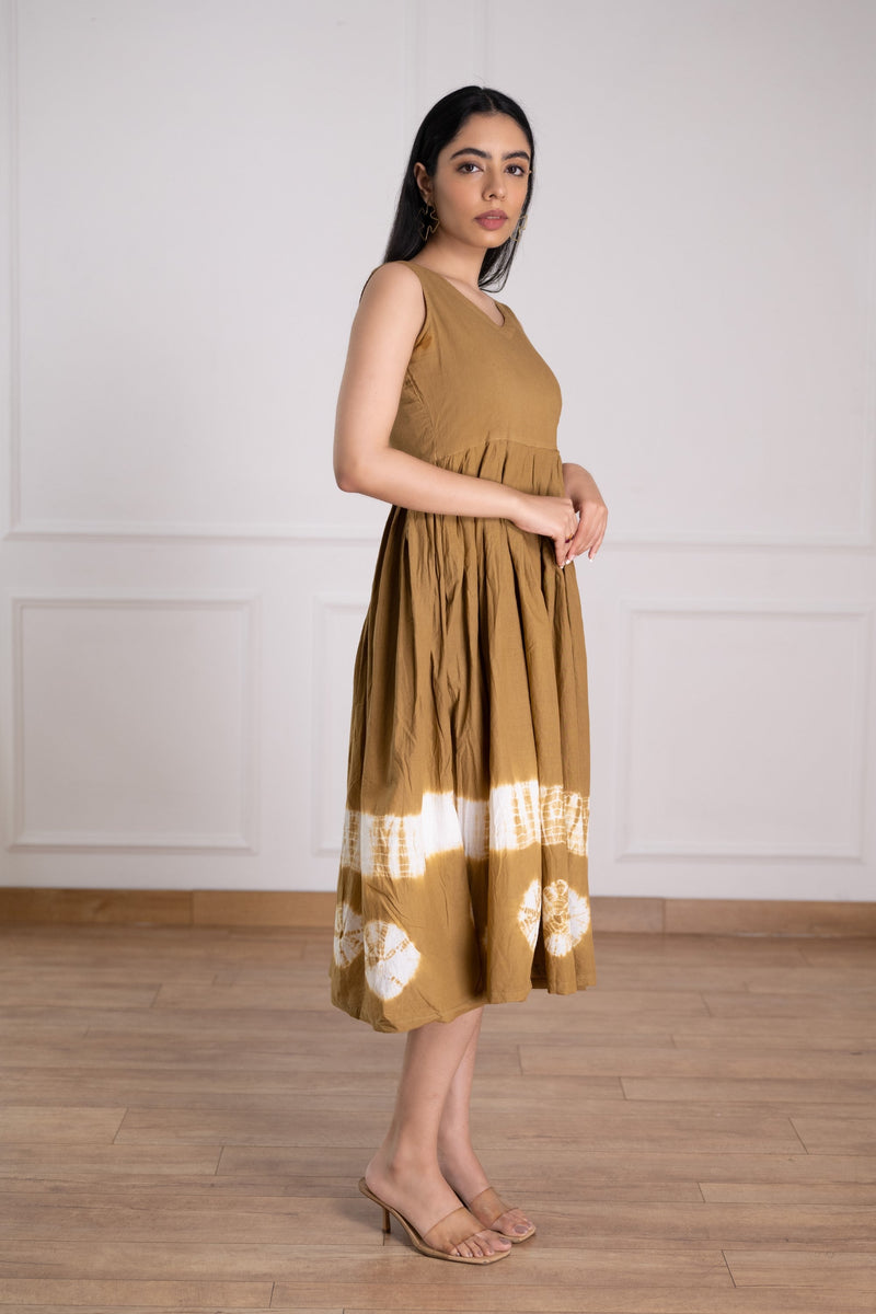 Women's Brown Tie-Dye Dress-Pheeta