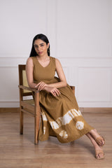 Women's Brown Tie-Dye Dress-Pheeta