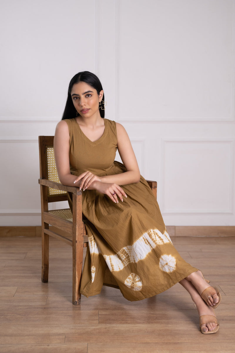 Women's Brown Tie-Dye Dress-Pheeta
