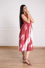 Women's Red Tie-Dye Dress-Pheeta