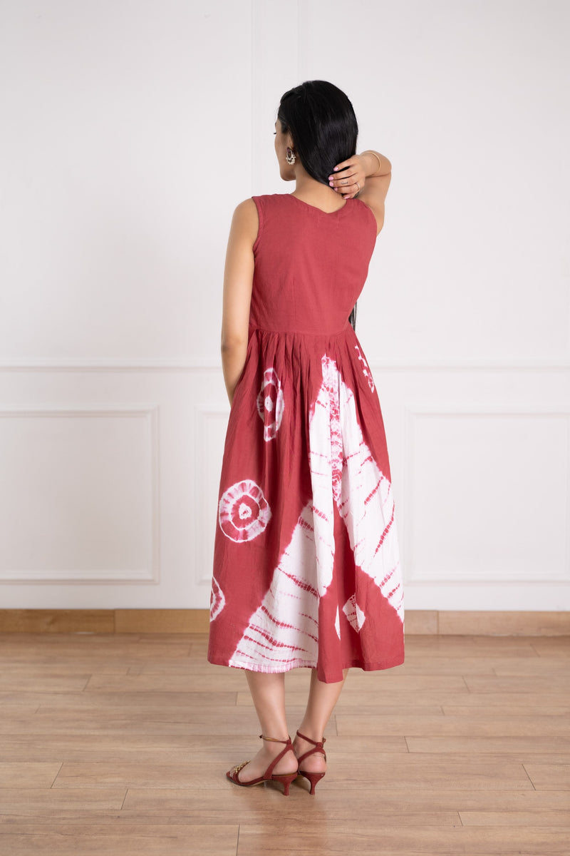Women's Red Tie-Dye Dress-Pheeta