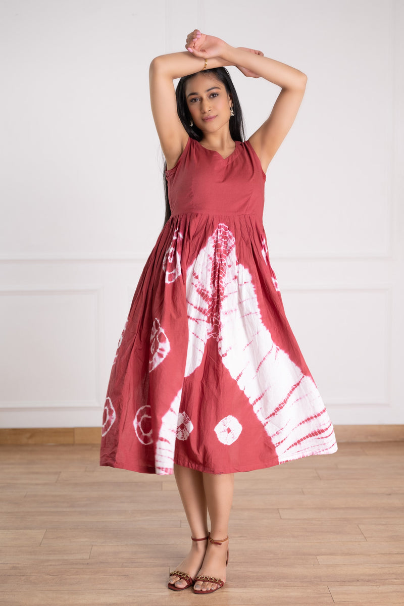 Women's Red Tie-Dye Dress-Pheeta