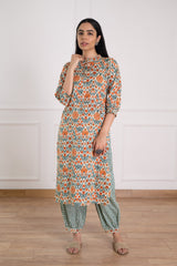 Women's Floral Printed Kurta Pant Set-Pheeta