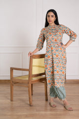 Women's Floral Printed Kurta Pant Set-Pheeta