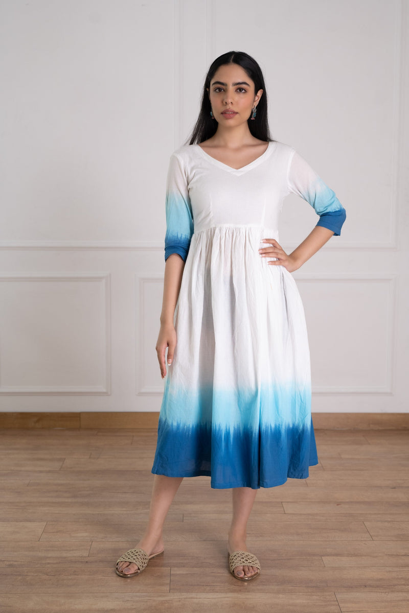 Women's Blue Tie-Dye Dress-Pheeta