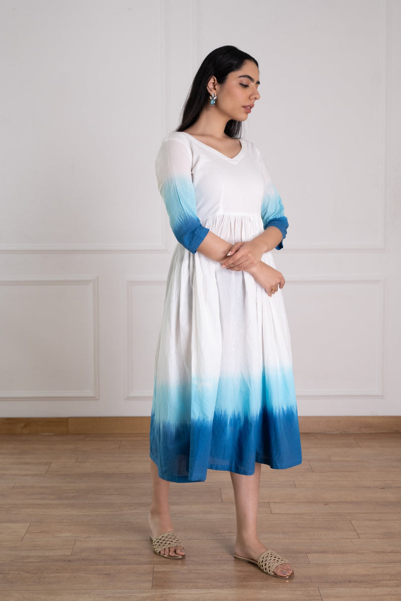 Women's Blue Tie-Dye Dress-Pheeta