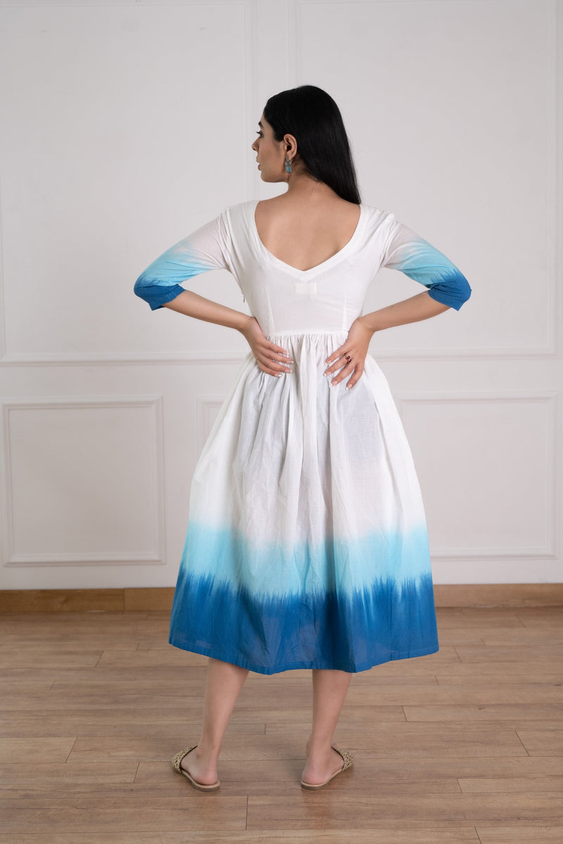 Women's Blue Tie-Dye Dress-Pheeta