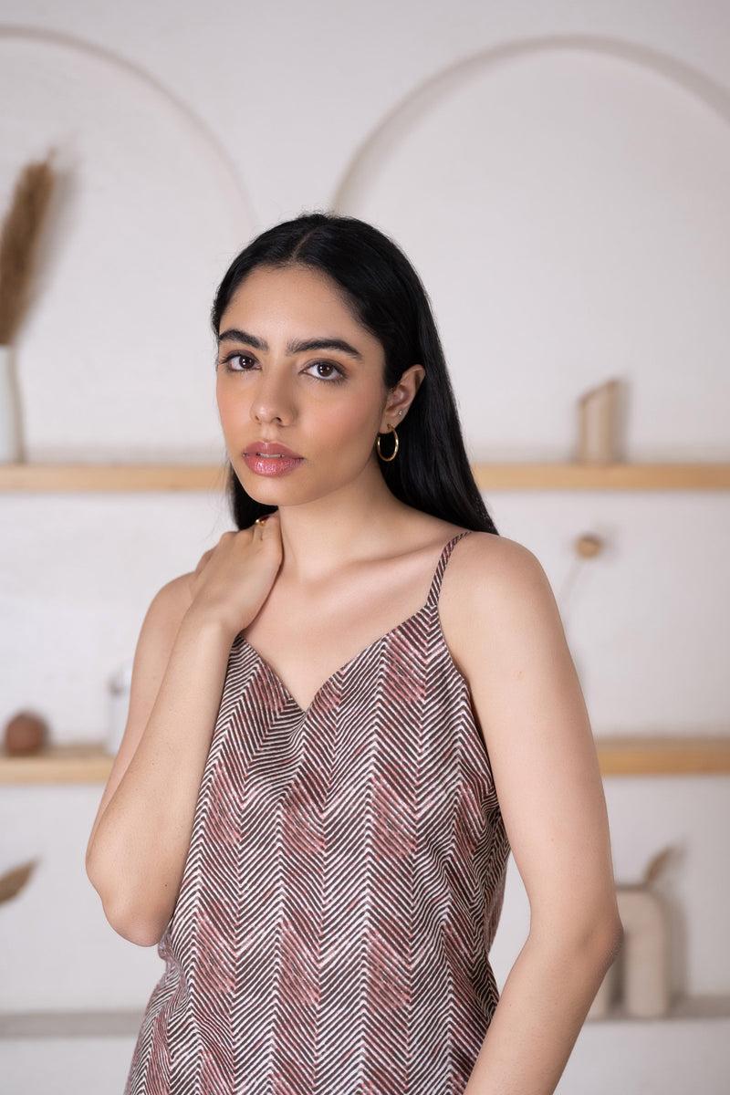 Women's Zig-Zig Printed Top and Shorts Set -Pheeta