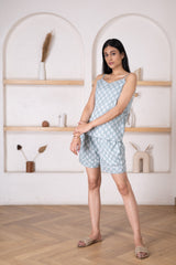 Women's Grey Printed Top and Shorts Set-Pheeta