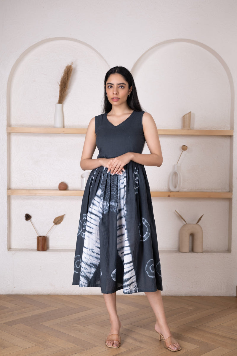 Women's Charcoal Grey Tie-Dye Dress-Pheeta