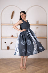 Women's Charcoal Grey Tie-Dye Dress-Pheeta