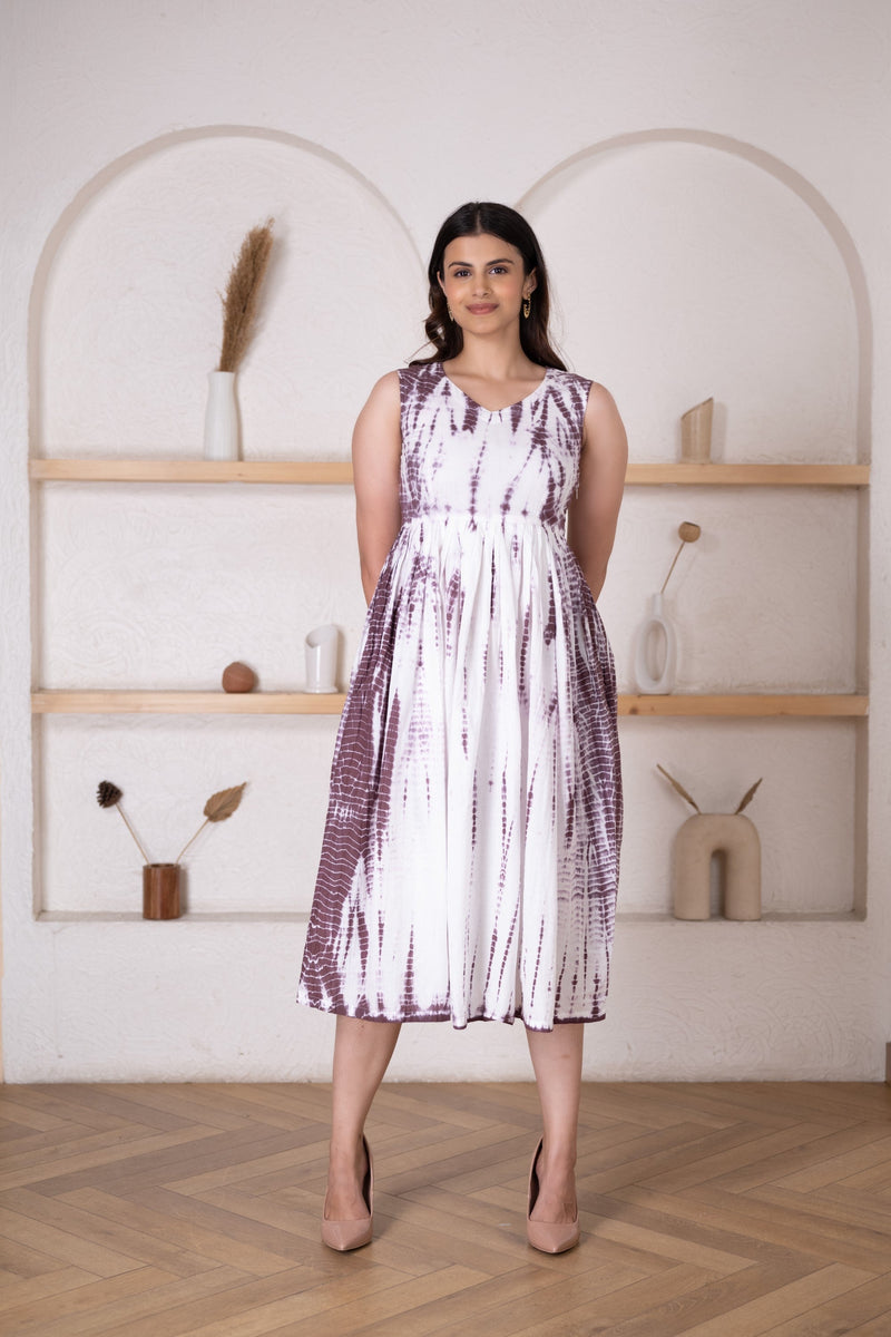 Women's Purple Shibori Dress-Pheeta