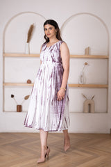 Women's Purple Shibori Dress-Pheeta